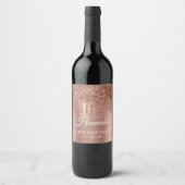 Dripping Roos Gouden Glitter Glam 18e Verjaardag Wijn Etiket (Voorkant)