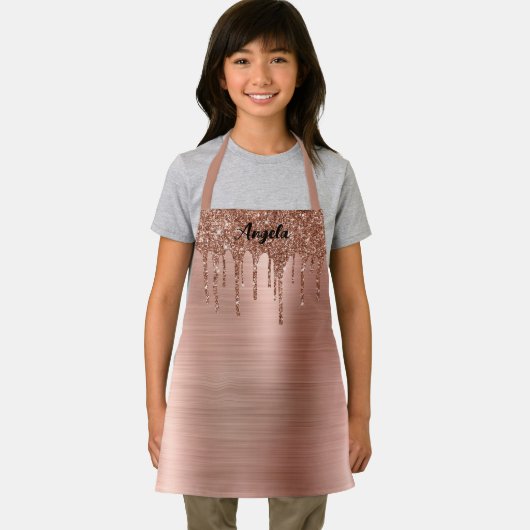 Dripping Roos Gouden Glitter Glam Gepersonaliseerd Schort (Insitu)