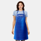 Dripping Royal Blue Glitter Glam gepersonaliseerd Schort (Gedragen)