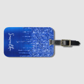 Dripping Royal Blue Glitter Glam Naam Bagagelabel (Voorkant (horizontaal))
