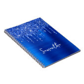 Dripping Royal Blue Glitter Glam Naam Notitieboek (Rechterzijde)