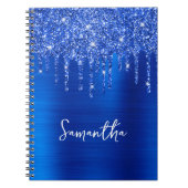 Dripping Royal Blue Glitter Glam Naam Notitieboek (Voorkant)