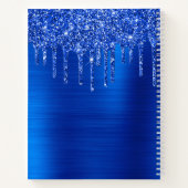 Dripping Royal Blue Glitter Glam Naam Notitieboek (Achterkant)