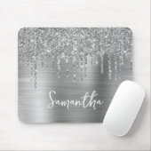 Dripping Silver Glitter Glam Naam Muismat (Met muis)
