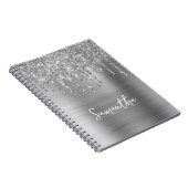 Dripping Silver Glitter Glam Naam Notitieboek (Rechterzijde)