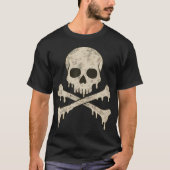 Dripping Skull Crossbones Skeleton Jolly Roger Fla T-shirt (Voorkant)