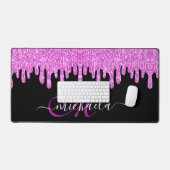 Dripping sparkles roze lavendel en zwart Monogram Bureaumat (Keyboard & Muis)