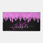 Dripping sparkles roze lavendel en zwart Monogram Bureaumat (Voorkant)