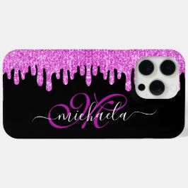 Dripping sparkles roze lavendel en zwart Monogram iPhone 15 Pro Max Hoesje