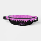 Dripping sparkles roze lavendel en zwart Monogram Heuptasje (Voorkant)