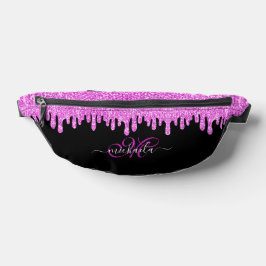 Dripping sparkles roze lavendel en zwart Monogram Heuptasje