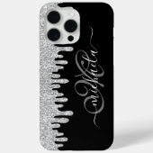 Dripping sparkles zilvergrijs en zwart Monogram Case-Mate iPhone Case (Achterkant)