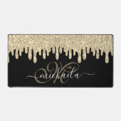 Dripping sprankelend goud en zwart elegant Monogra Bureaumat (Voorkant)