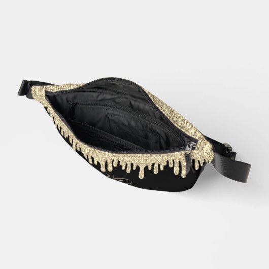 Dripping sprankelend goud en zwart elegant Monogra Heuptasje (Open)