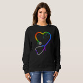 Dripping Stethoscope Heart Nurse Doctor Rainbow LG Trui (Voorkant volledig)