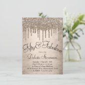 Dripping Taupe Glitter | Champagne 50 en Fabulous Kaart (Staand voorkant)