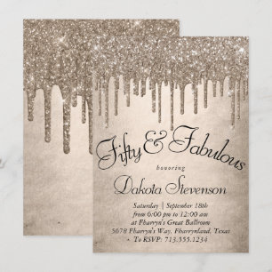 Dripping Taupe Glitter Champagne 50 en Fabulous Kaart