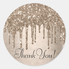 Dripping Taupe Glitter | Champagne Gold Dank u Ronde Sticker