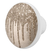 Dripping Taupe Glitter | Champagne Gold motregen Keramische Knop (Rechts)