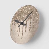 Dripping Taupe Glitter | Champagne Gold motregen Ronde Klok (Hoek)