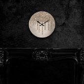 Dripping Taupe Glitter | Champagne Gold motregen Ronde Klok