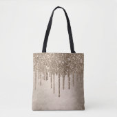 Dripping Taupe Glitter | Champagne Gold motregen Tote Bag (Voorkant)
