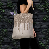 Dripping Taupe Glitter | Champagne Gold motregen Tote Bag