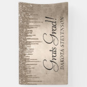 Dripping Taupe Glitter | Champagne Goud Afstuderen Spandoek (Verticaal)