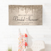 Dripping Taupe Glitter | Champagne gouden douche Spandoek (Insitu)