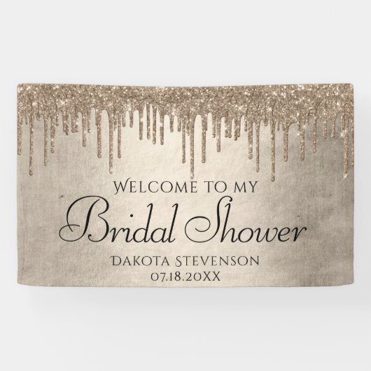 Dripping Taupe Glitter | Champagne gouden douche Spandoek (Horizontaal)