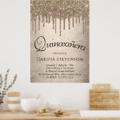 Dripping Taupe Glitter | Champagne Quinceanera Poster (Keuken)