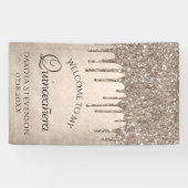 Dripping Taupe Glitter | Champagne Quinceanera Spandoek (Horizontaal)