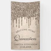 Dripping Taupe Glitter | Champagne Quinceanera Spandoek (Verticaal)