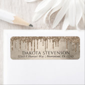 Dripping Taupe Glitter | Champagne retouradres Etiket (Insitu)