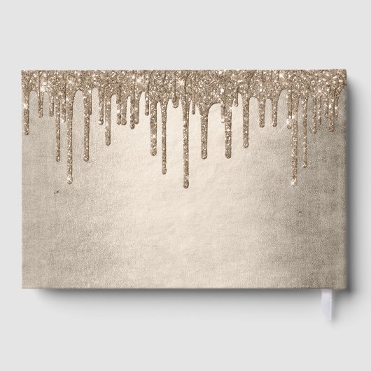 Dripping Taupe Glitter | Champagne Sweet Sixteen Gastenboek (Achterkant)