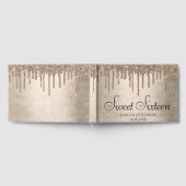 Dripping Taupe Glitter | Champagne Sweet Sixteen Gastenboek (Volledig)