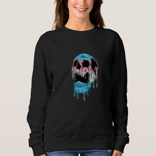 Dripping Trans Pride Skull Transgender LGBT Premiu Trui (Voorkant)