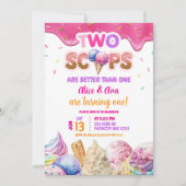 Dripping Twins Roze IJs Meisje Verjaardag Kaart (Voorkant)