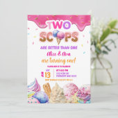 Dripping Twins Roze IJs Meisje Verjaardag Kaart (Staand voorkant)