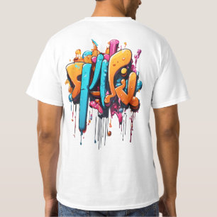Dripping "typografie kunst" woorden, graffiti kuns t-shirt