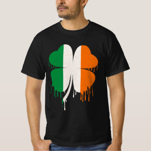 Dripping vier blad klaver Ierse vlag T-shirt