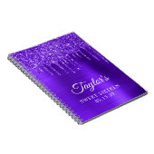 Dripping Violet Paarse Glitter Glam Sweet 16 Notitieboek (Rechterzijde)