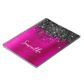 Dripping zwart glitter magenta glam naam notitieboek (Linkerzijde)