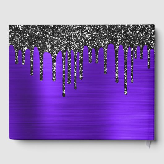 Dripping zwart Glitter Violet Glam Sweet 16 Gastenboek (Achterkant)