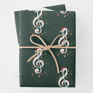 Drippunt Kerstverlichting Muziek Liefhebber Muzika Inpakpapier Vel