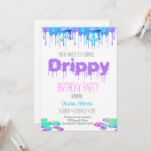 Drippy Birthday Invitation Kaart (Voorkant / Achterkant in situ)