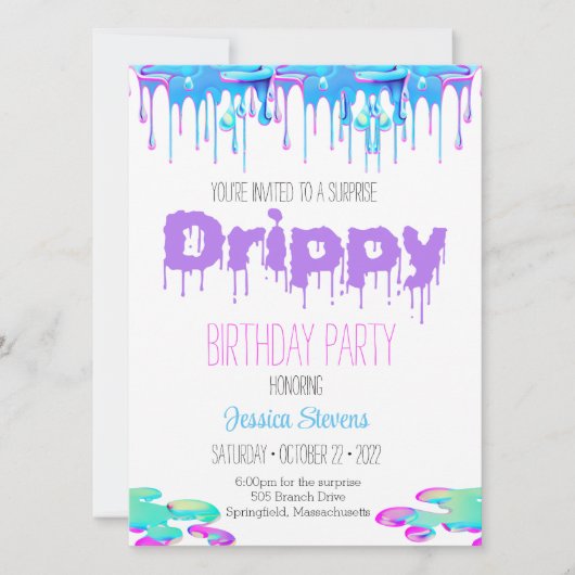 Drippy Birthday Invitation Kaart (Voorkant)