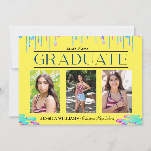 Drippy Drippy Driving Holographic Photo Afstuderen Kaart (Voorkant)