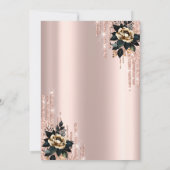 Drips Black Roses Brunch & Bubbly Bruidsfeestje Kaart (Achterkant)