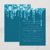 Drips Blue Blauwgroen Glitter Bridal Sweet 16th Kaart (Voorkant / Achterkant)